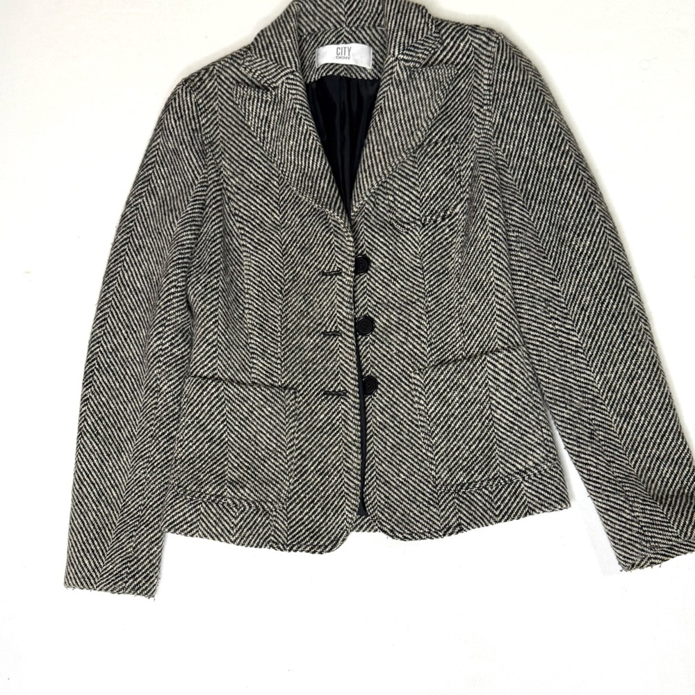 Vintage DKNY Black and White Herringbone Blazer Size 2
